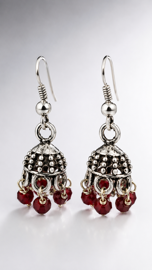 Ruby Gleam Mini Jhumka Earrings