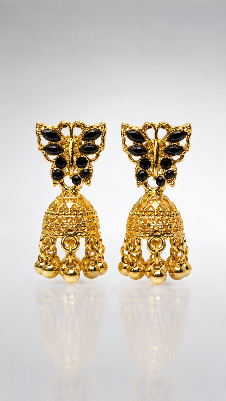 Noir Butterfly Jhumka Earrings