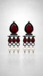 Crimson Elegance Pearl Drop Earrings