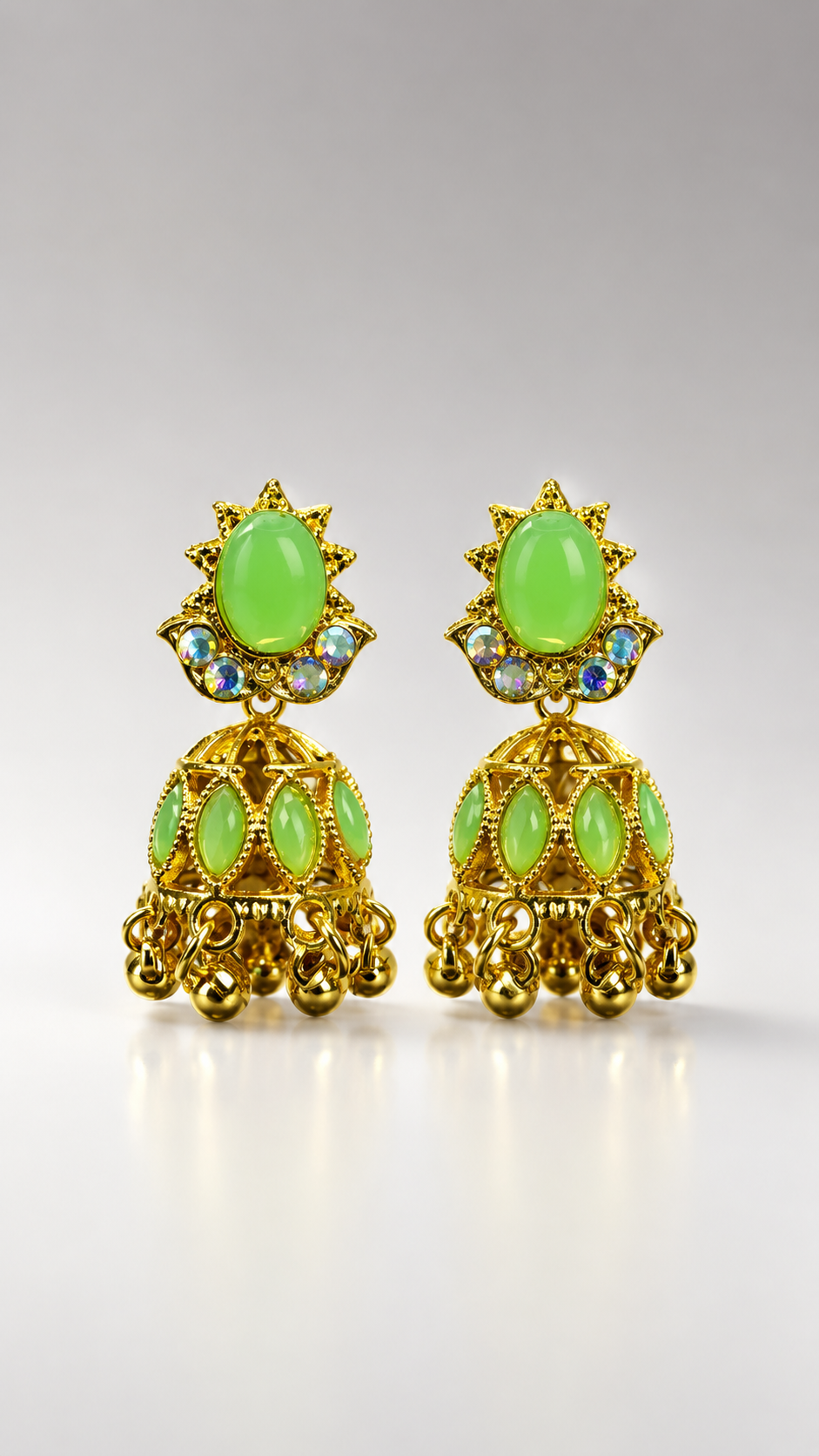 Lime Radiance Jhumka Earrings