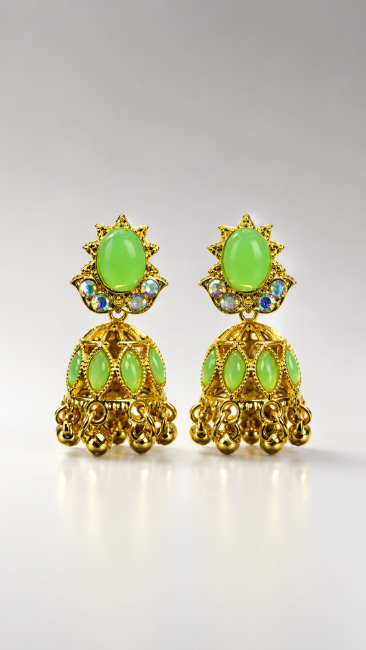 Lime Radiance Jhumka Earrings
