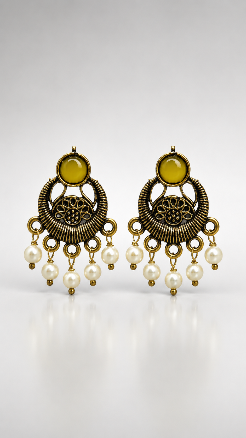 Golden Aura Pearl Drop Earrings