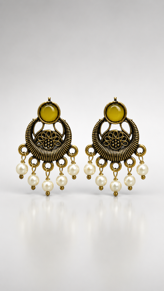 Golden Aura Pearl Drop Earrings