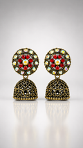 Scarlet Radiance Dome Earrings