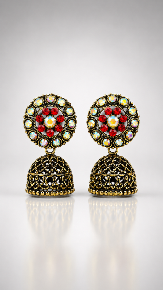 Scarlet Radiance Dome Earrings