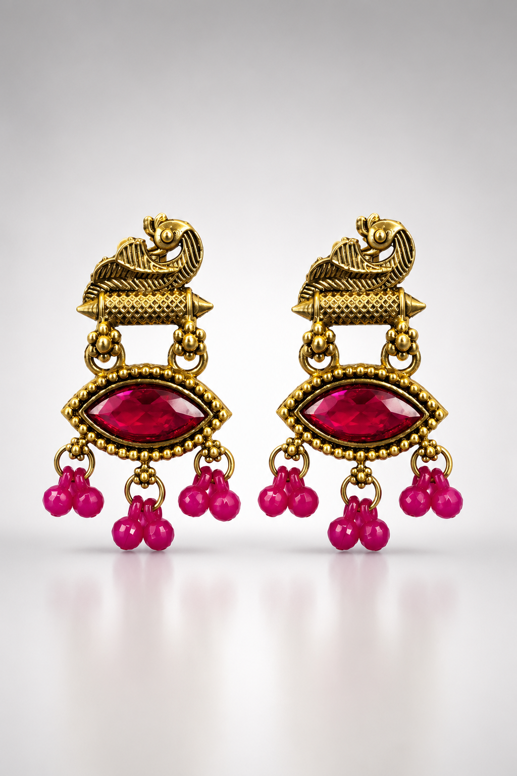 Ruby Majesty Peacock Drop Earrings