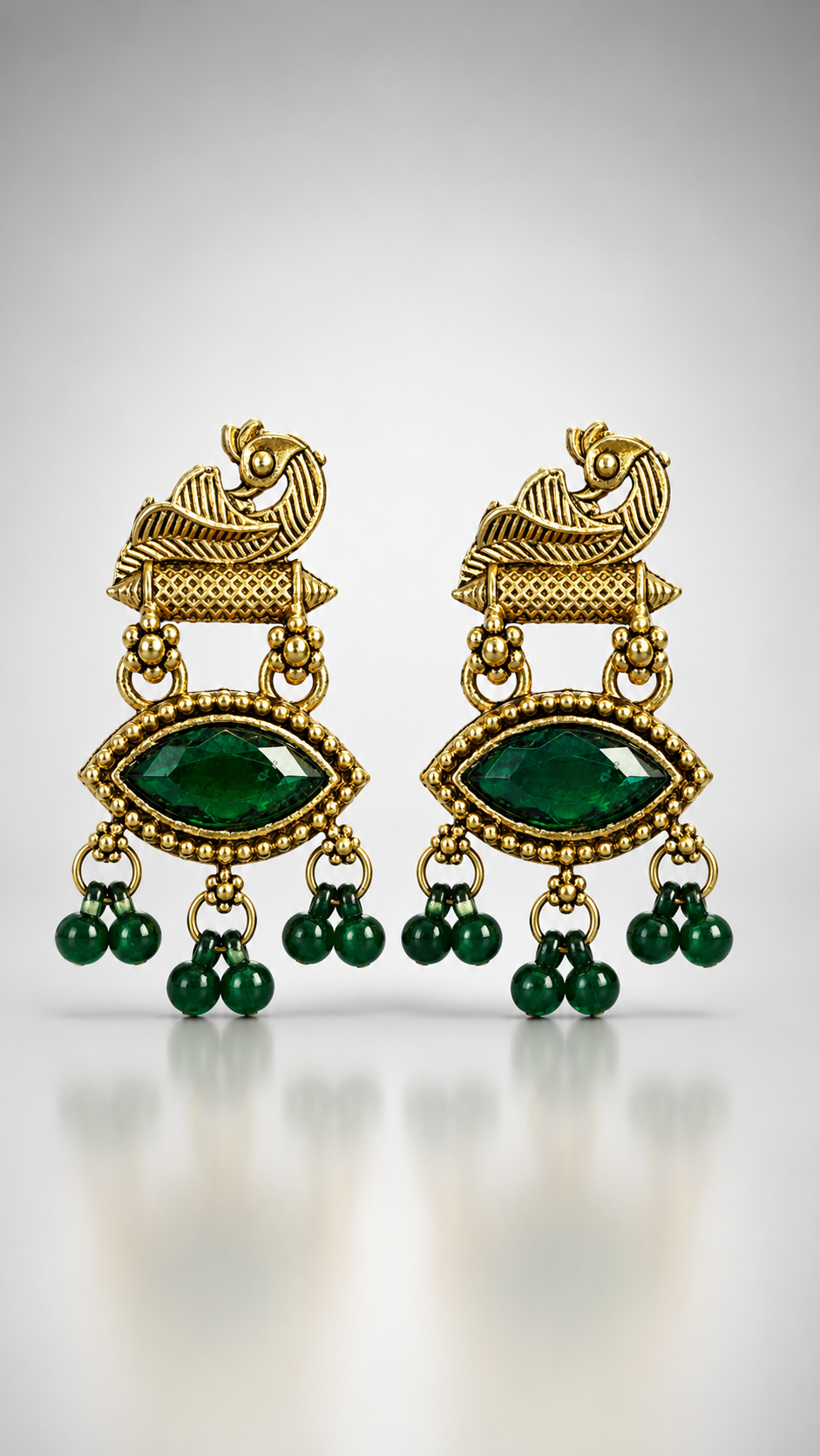 Emerald Majesty Peacock Drop Earrings
