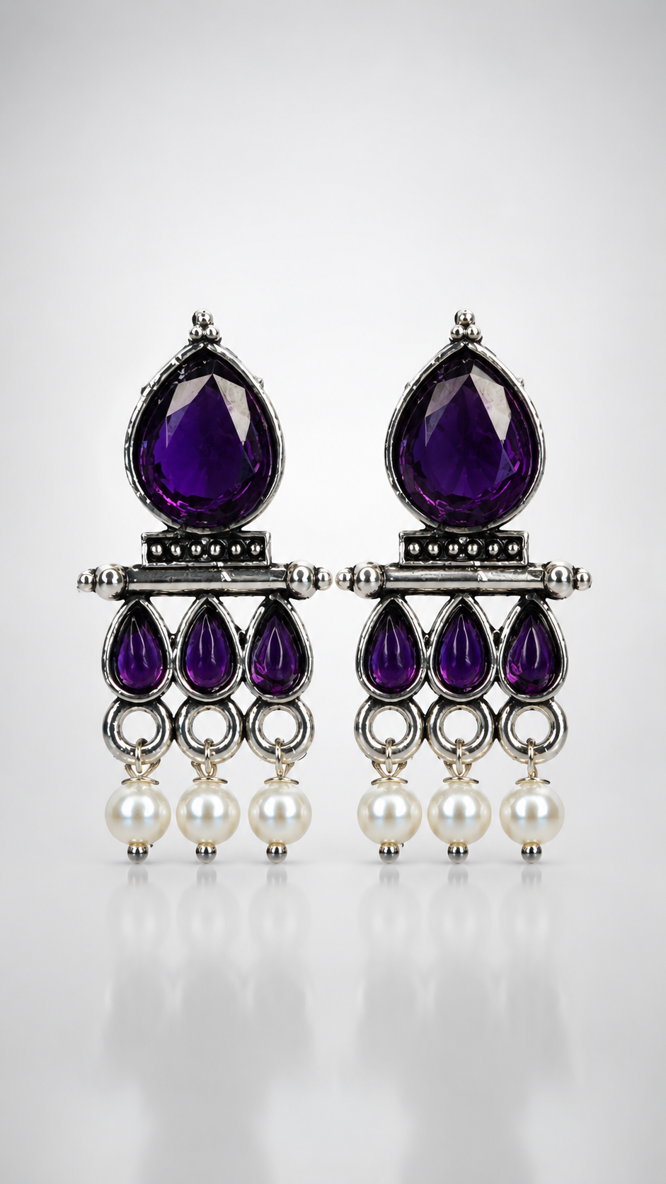 Amethyst Royale Pearl Drop Earrings