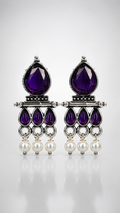 Amethyst Royale Pearl Drop Earrings