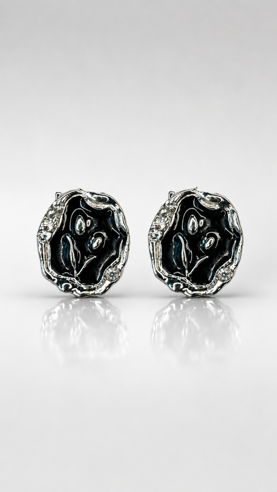 Midnight Molten Pebble Stud Earrings