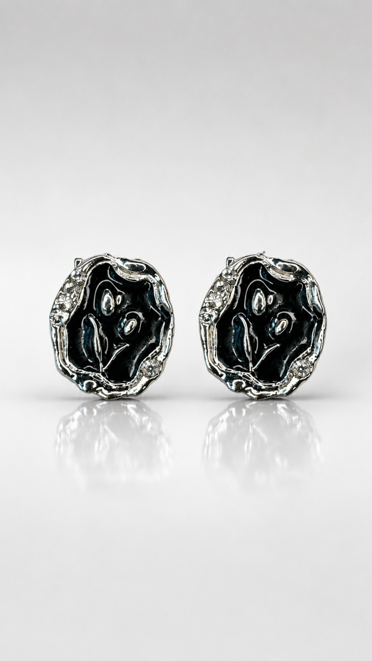 Midnight Molten Pebble Stud Earrings