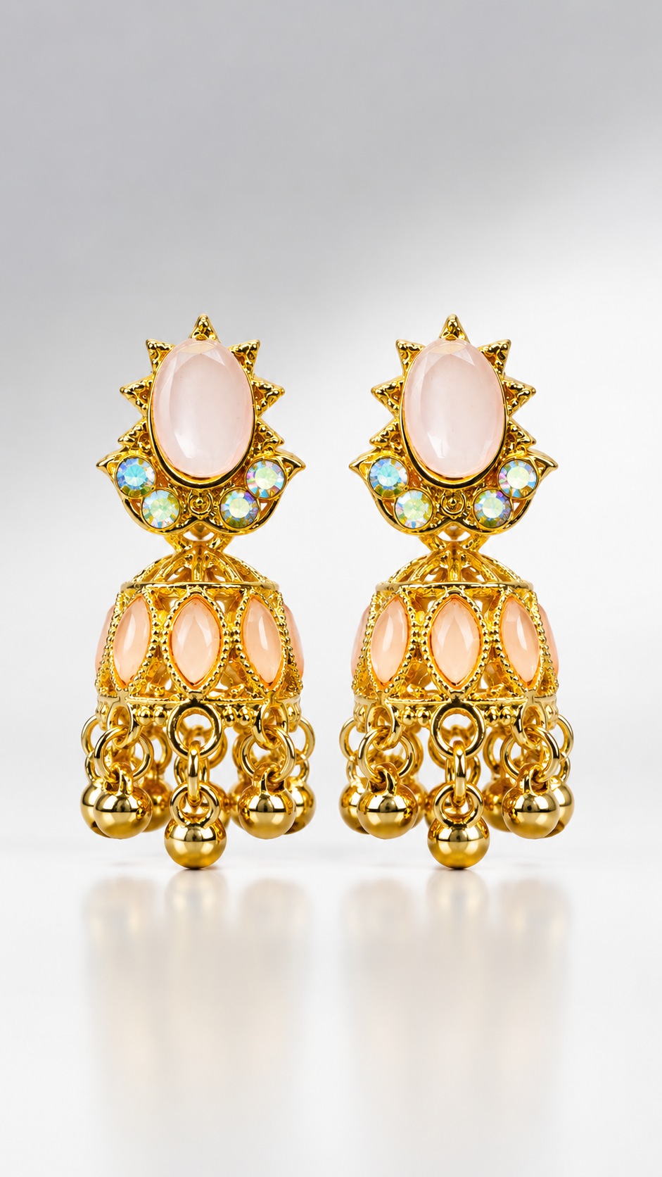 Blush Radiance Jhumka Earrings
