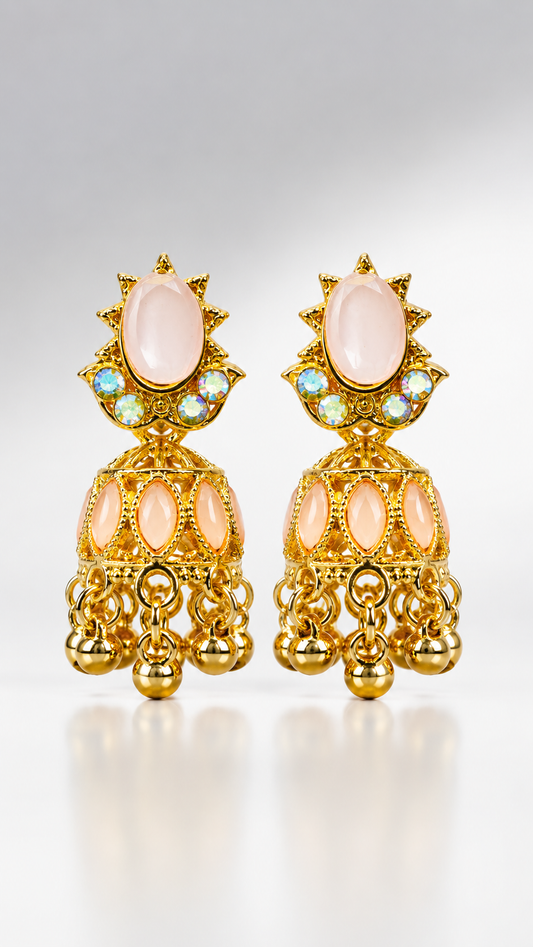 Blush Radiance Jhumka Earrings