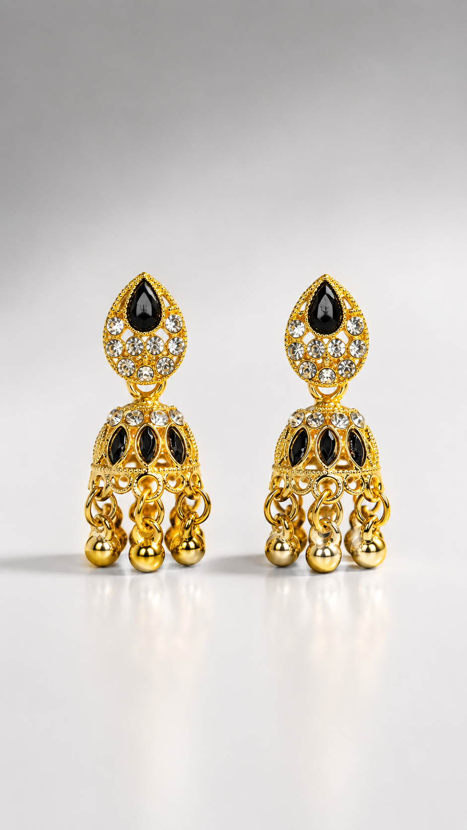 Regal Noir Jhumka Earrings