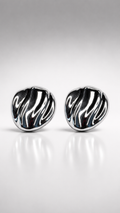 Molten Wave Silver Stud Earrings