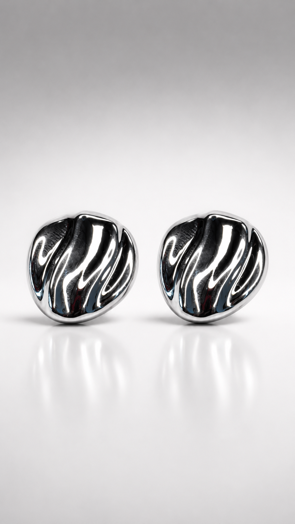 Molten Wave Silver Stud Earrings