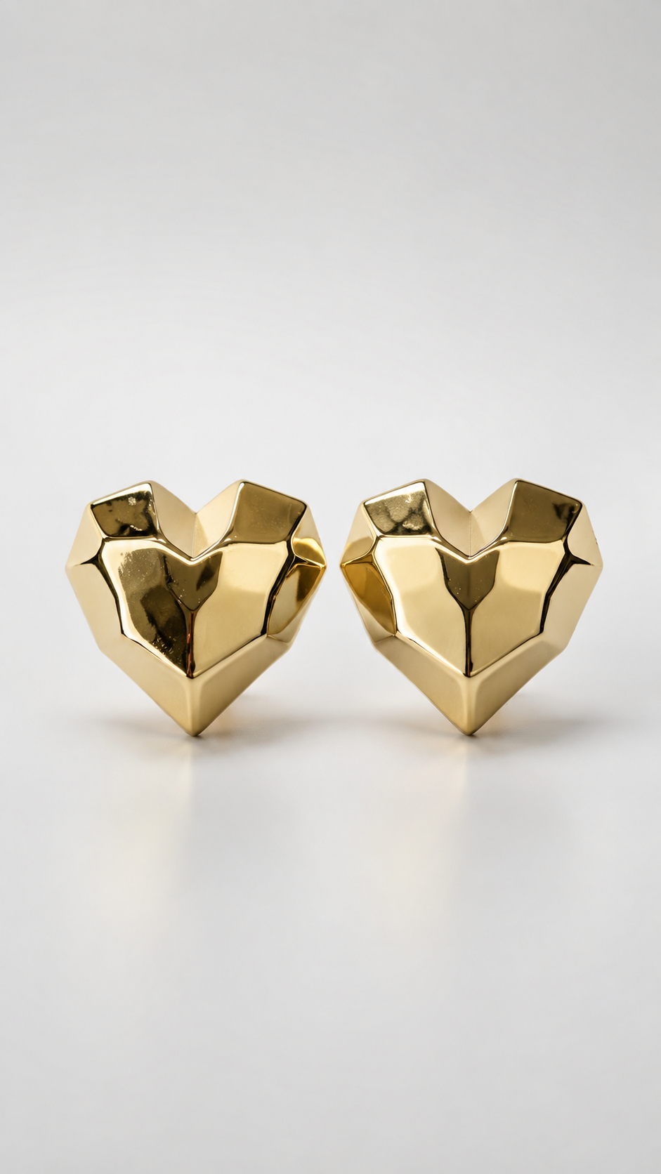 Faceted Heart Statement Stud Earrings