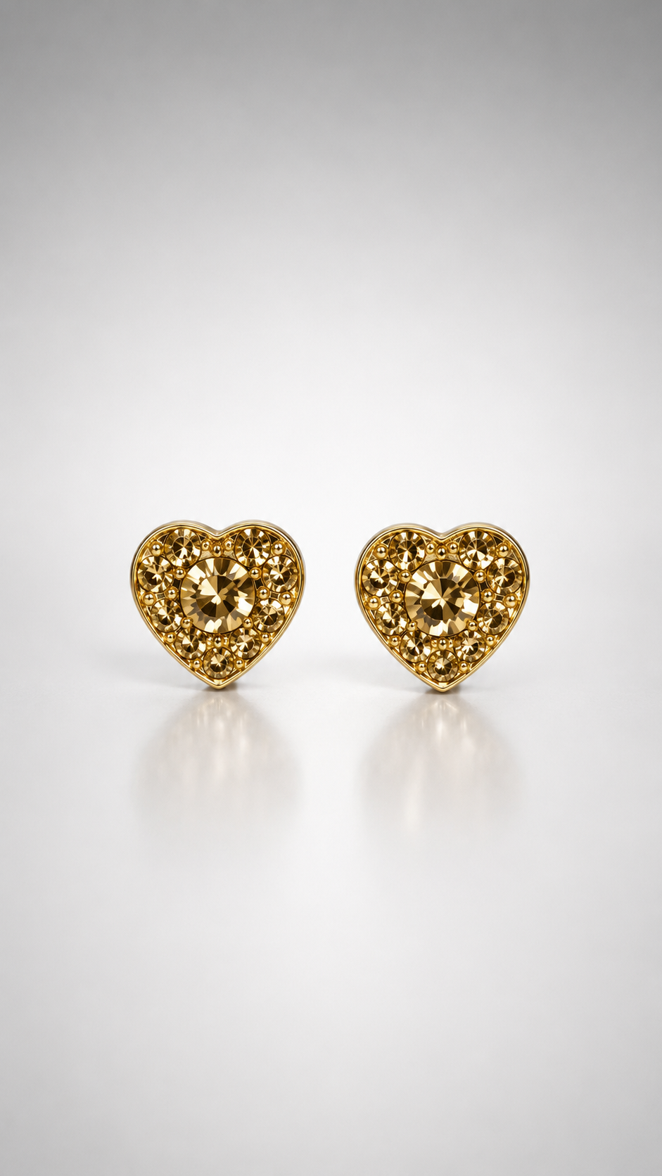 Golden Radiance Heart Stud Earrings