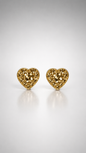 Golden Radiance Heart Stud Earrings