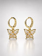 Crystal Butterfly Charm Hoop Earrings