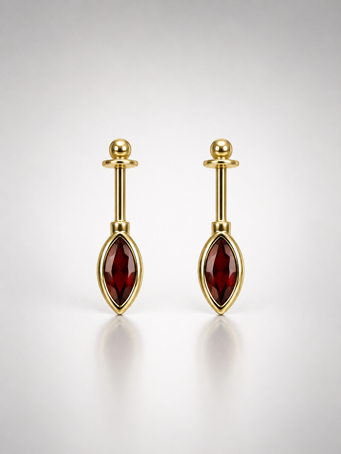 Crimson Marquise Helix Stud