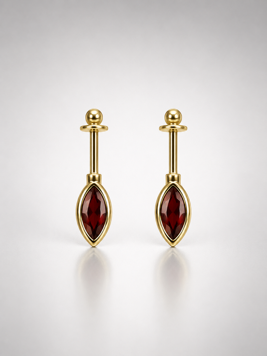 Crimson Marquise Helix Stud