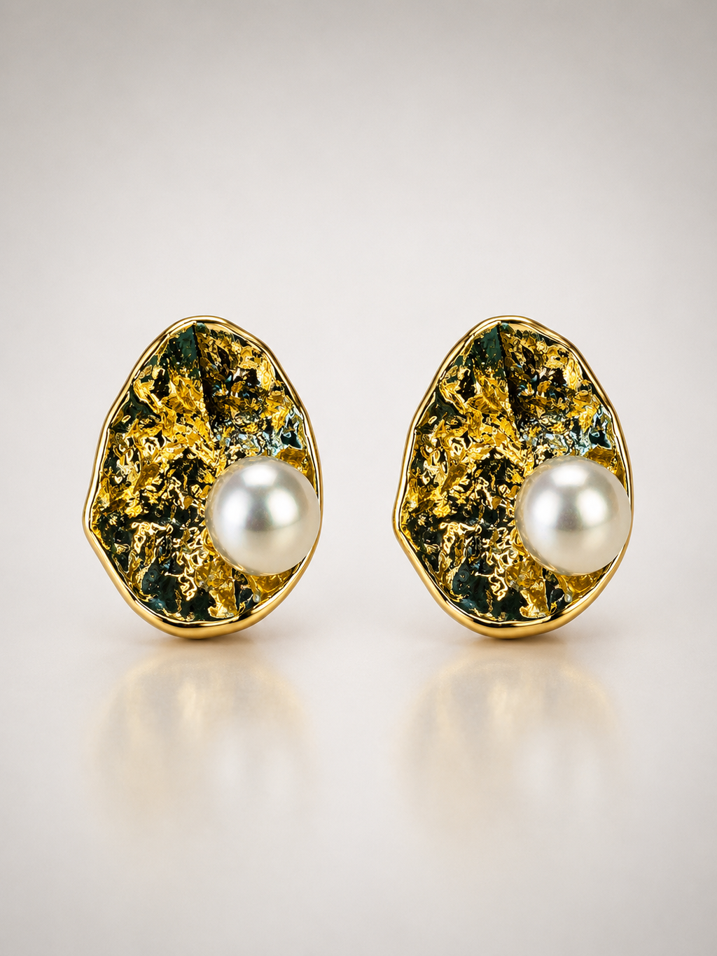 Molten Pearl Statement Stud Earrings