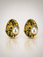 Molten Pearl Statement Stud Earrings