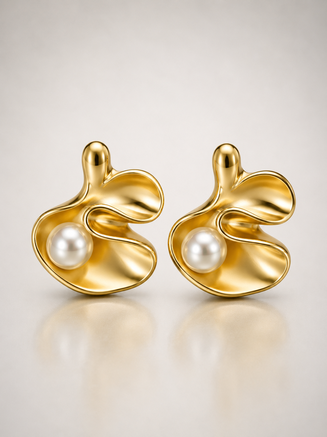 Abstract Pearl Stud Earrings