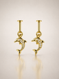 Golden Dolphin Charm Helix Stud