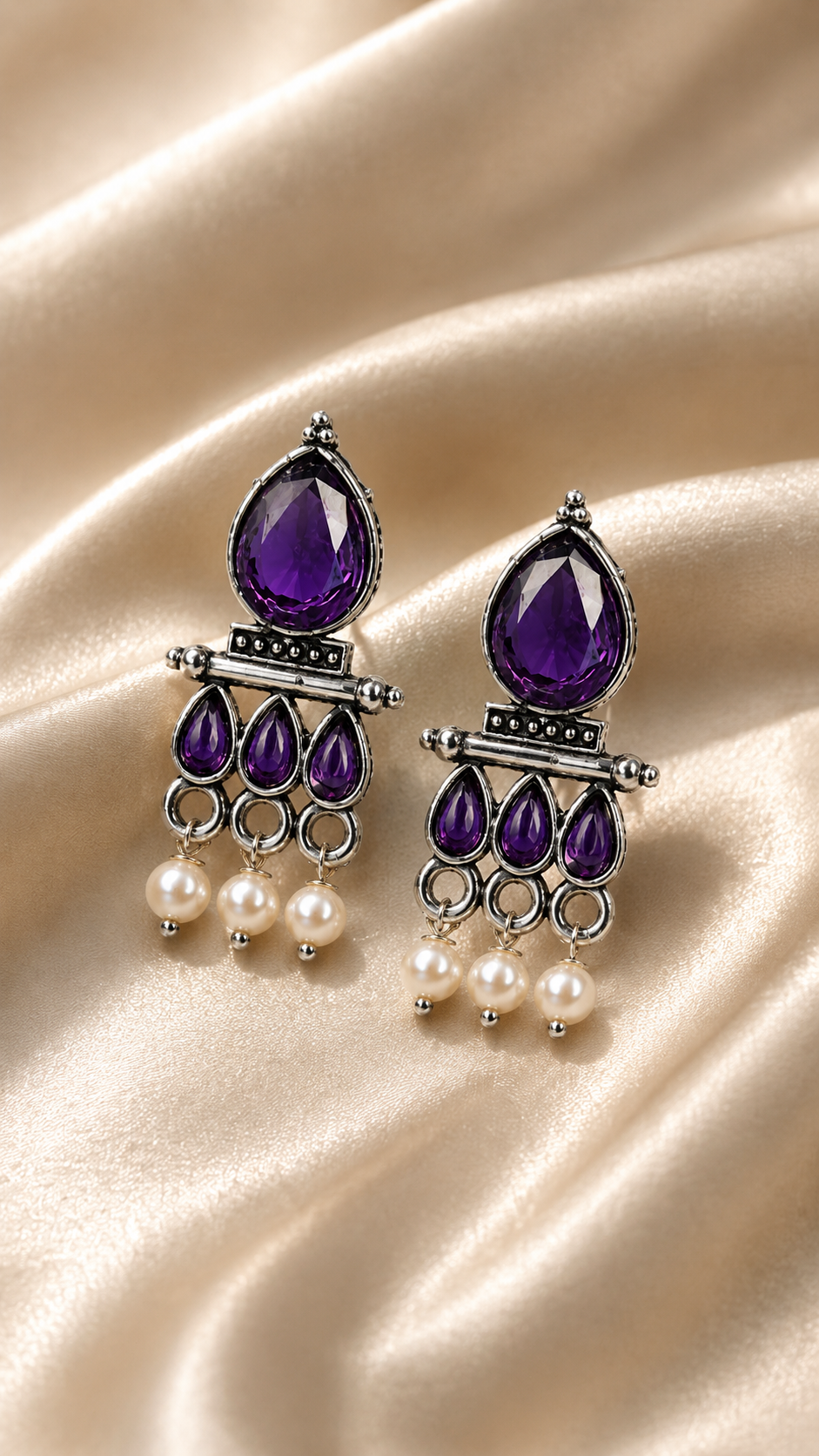 Amethyst Royale Pearl Drop Earrings