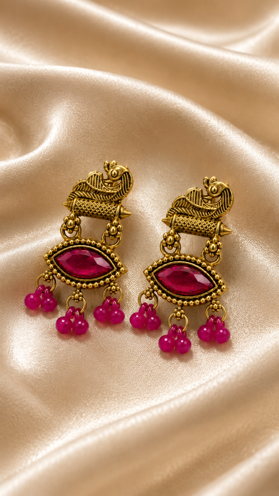 Ruby Majesty Peacock Drop Earrings