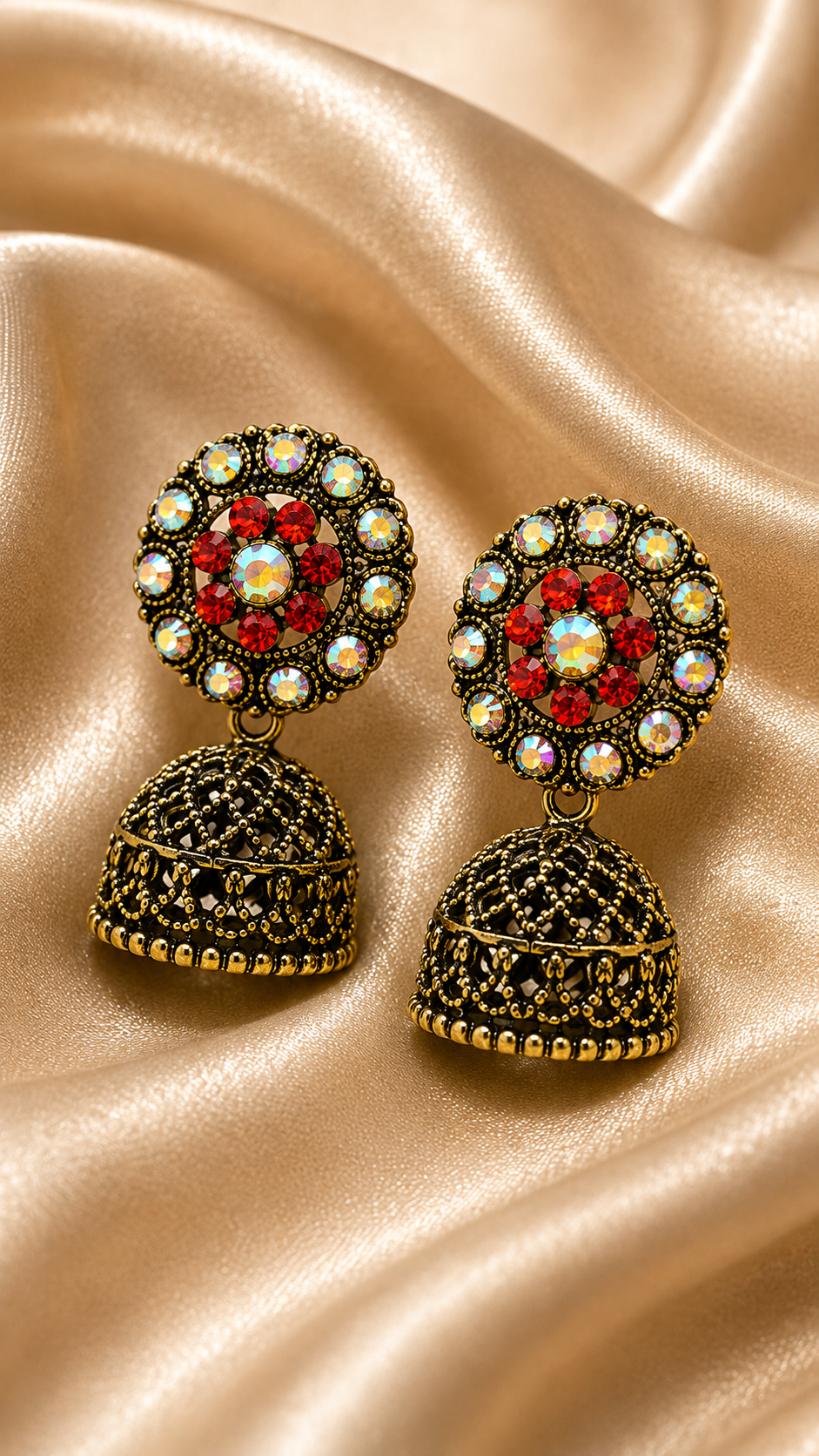 Scarlet Radiance Dome Earrings