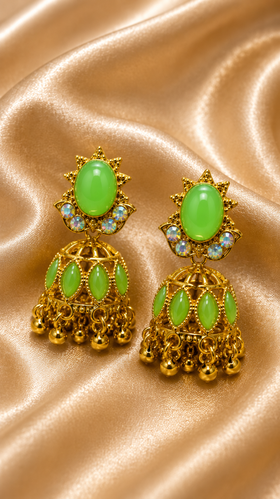 Lime Radiance Jhumka Earrings