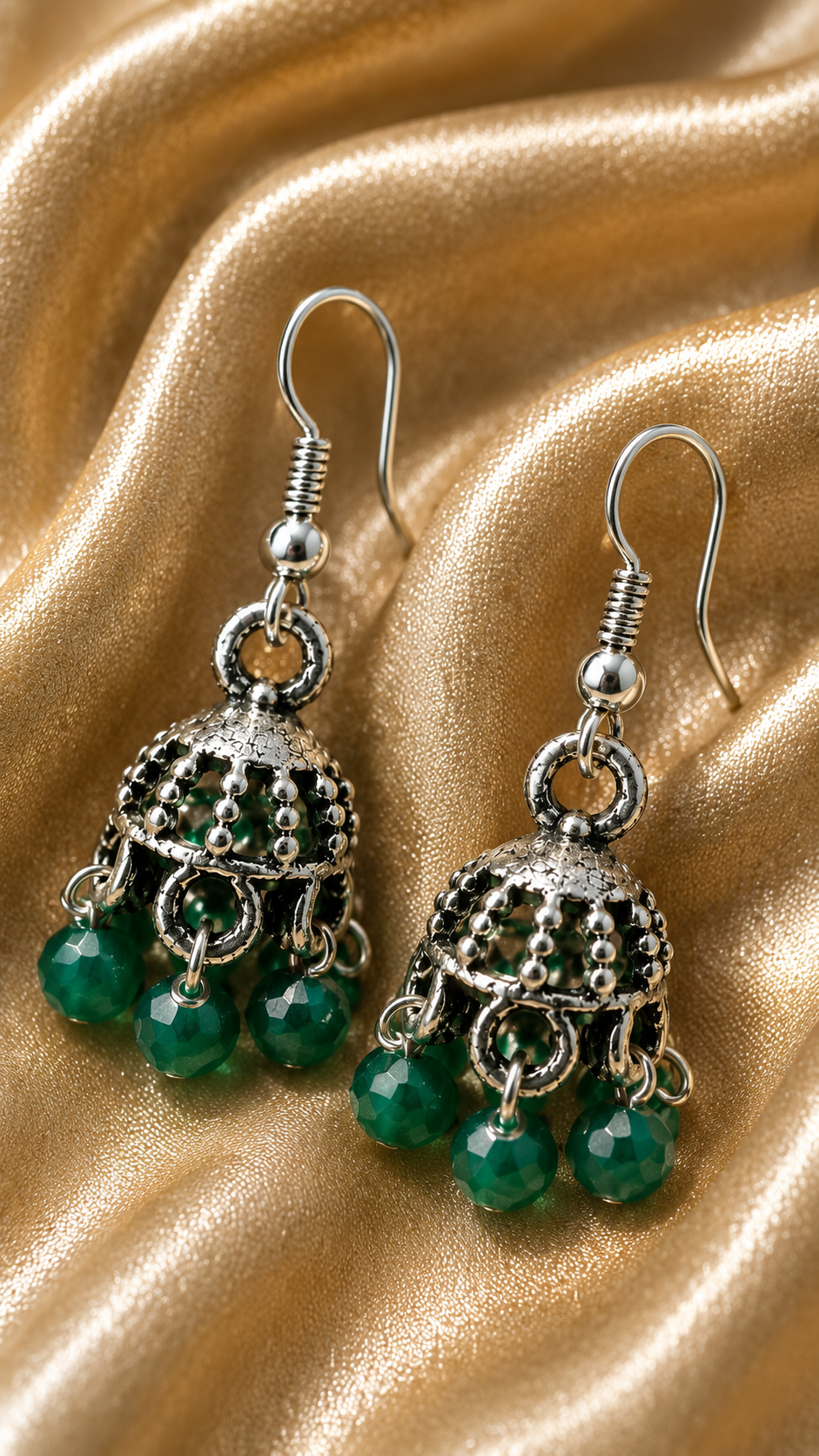Emerald Whisper Mini Jhumka Earrings