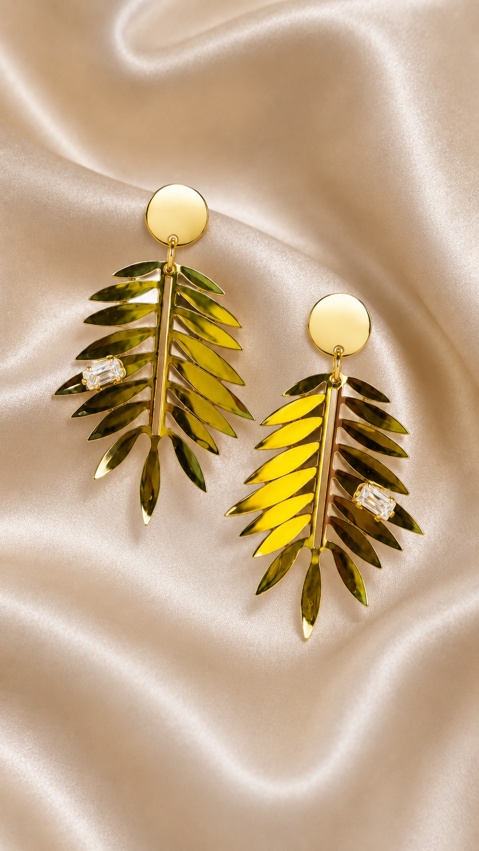 Crystal Palm Leaf Drop Earrings