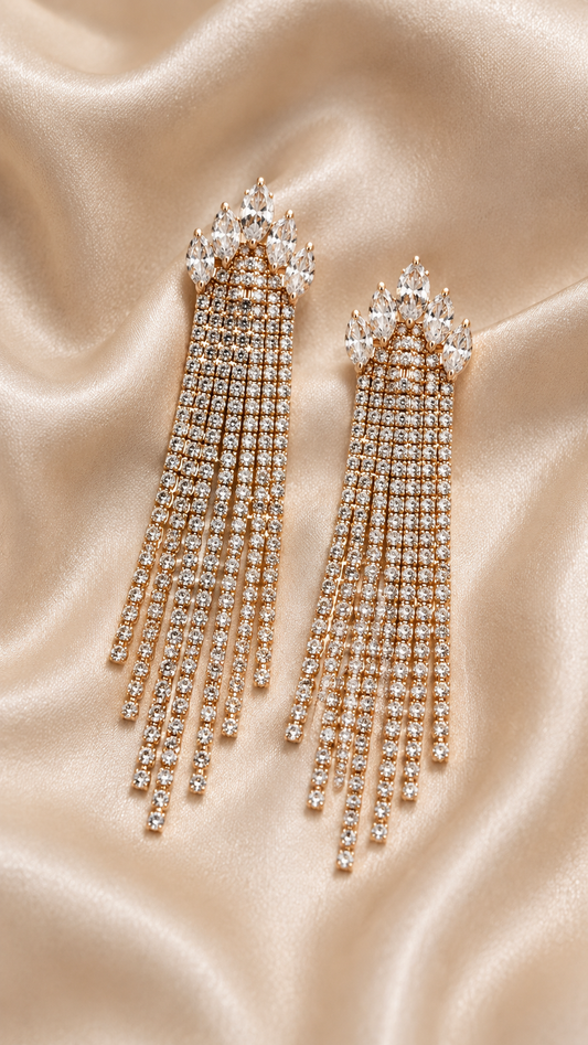 Regal Crystal Fringe Drop Earrings