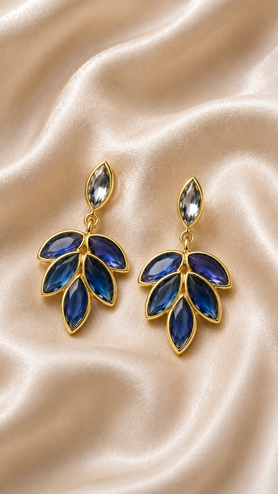 Sapphire Bloom Crystal Drop Earrings