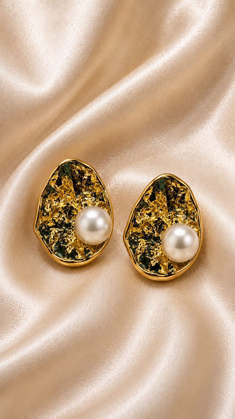 Molten Pearl Statement Stud Earrings
