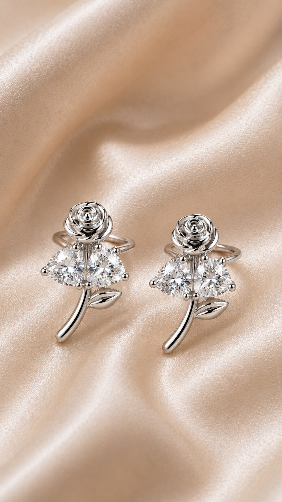 Silver Rose Whisper Ear Cuff
