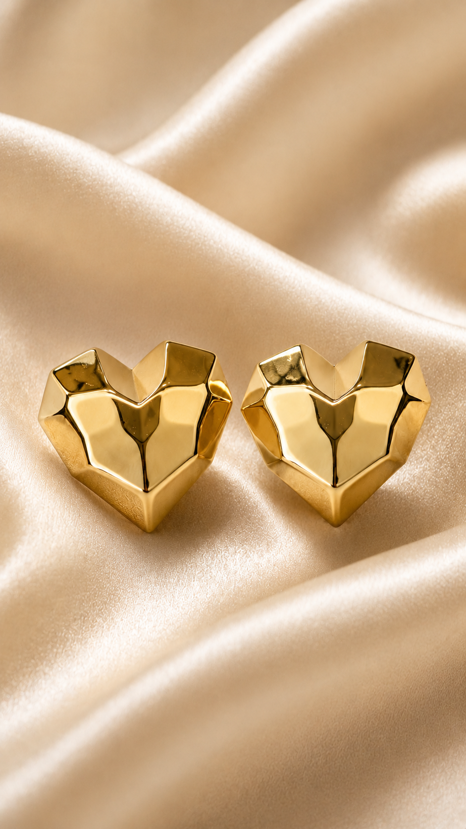 Faceted Heart Statement Stud Earrings