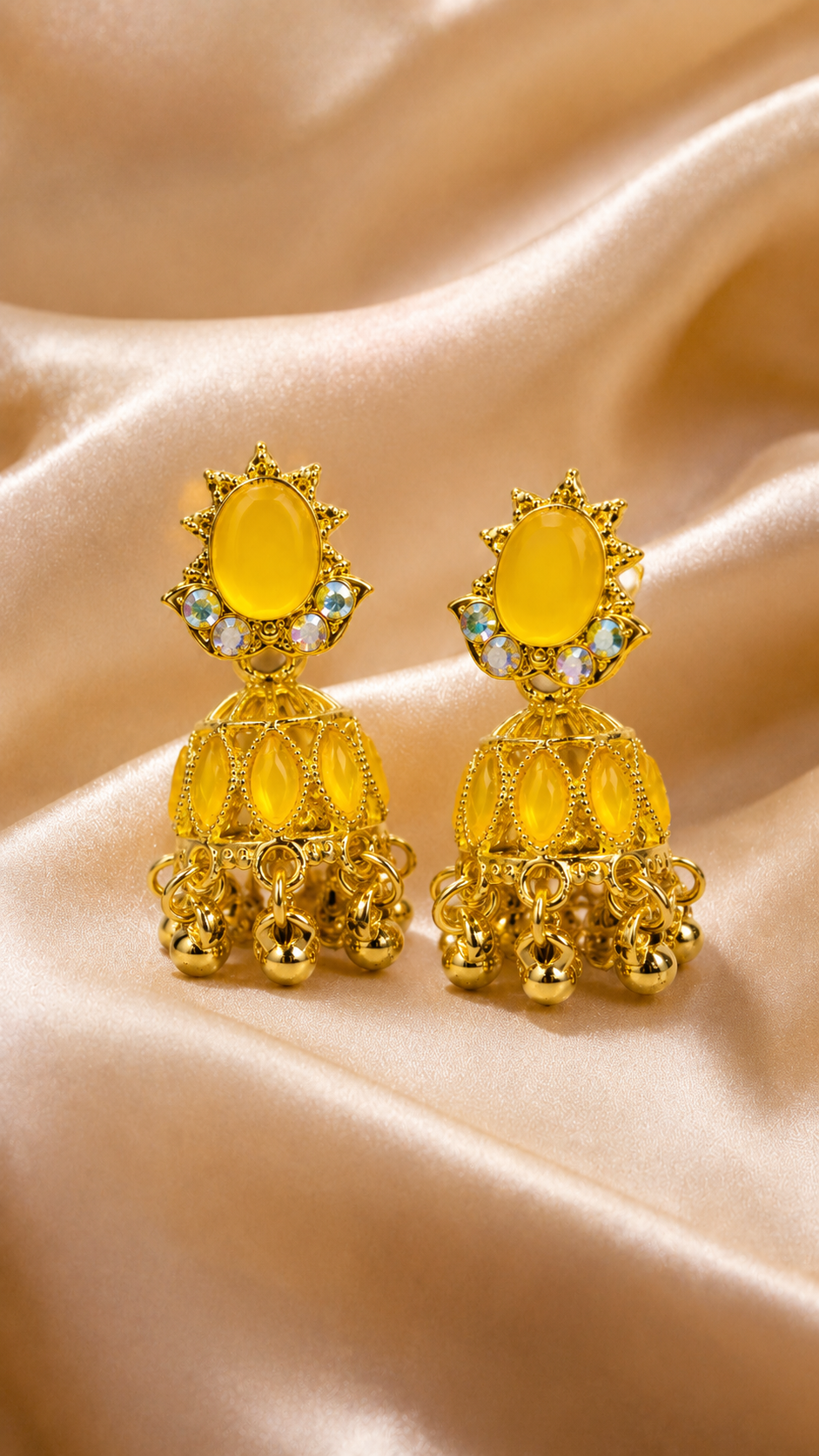 Sunlit Opal Jhumka Earrings