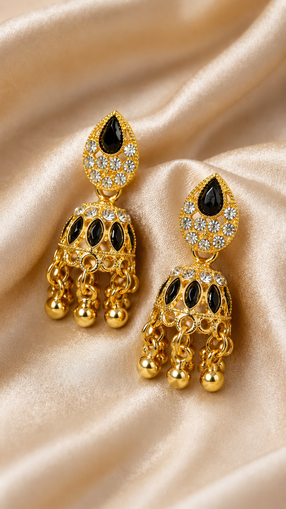 Regal Noir Jhumka Earrings