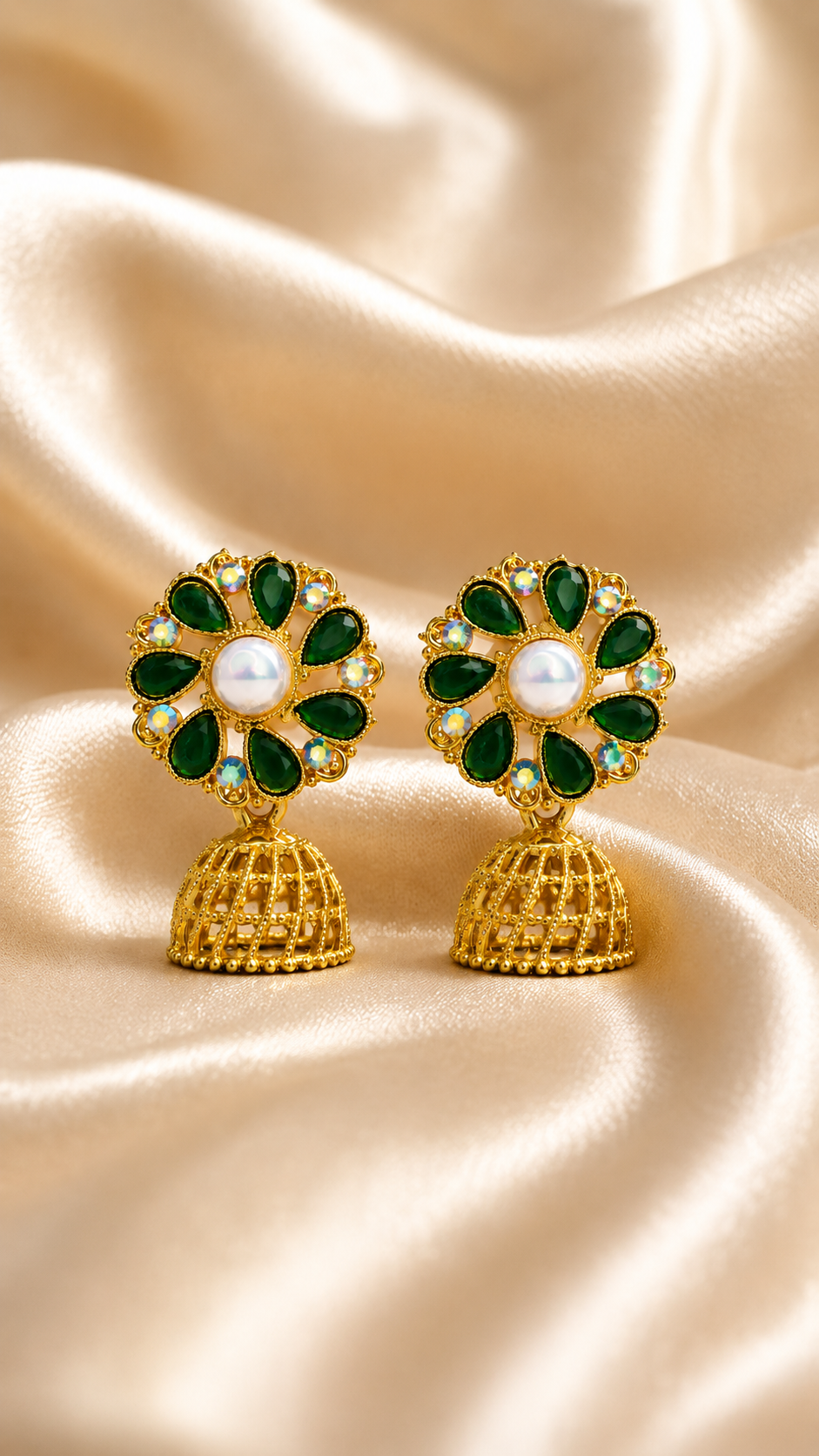 Emerald Bloom Dome Earrings