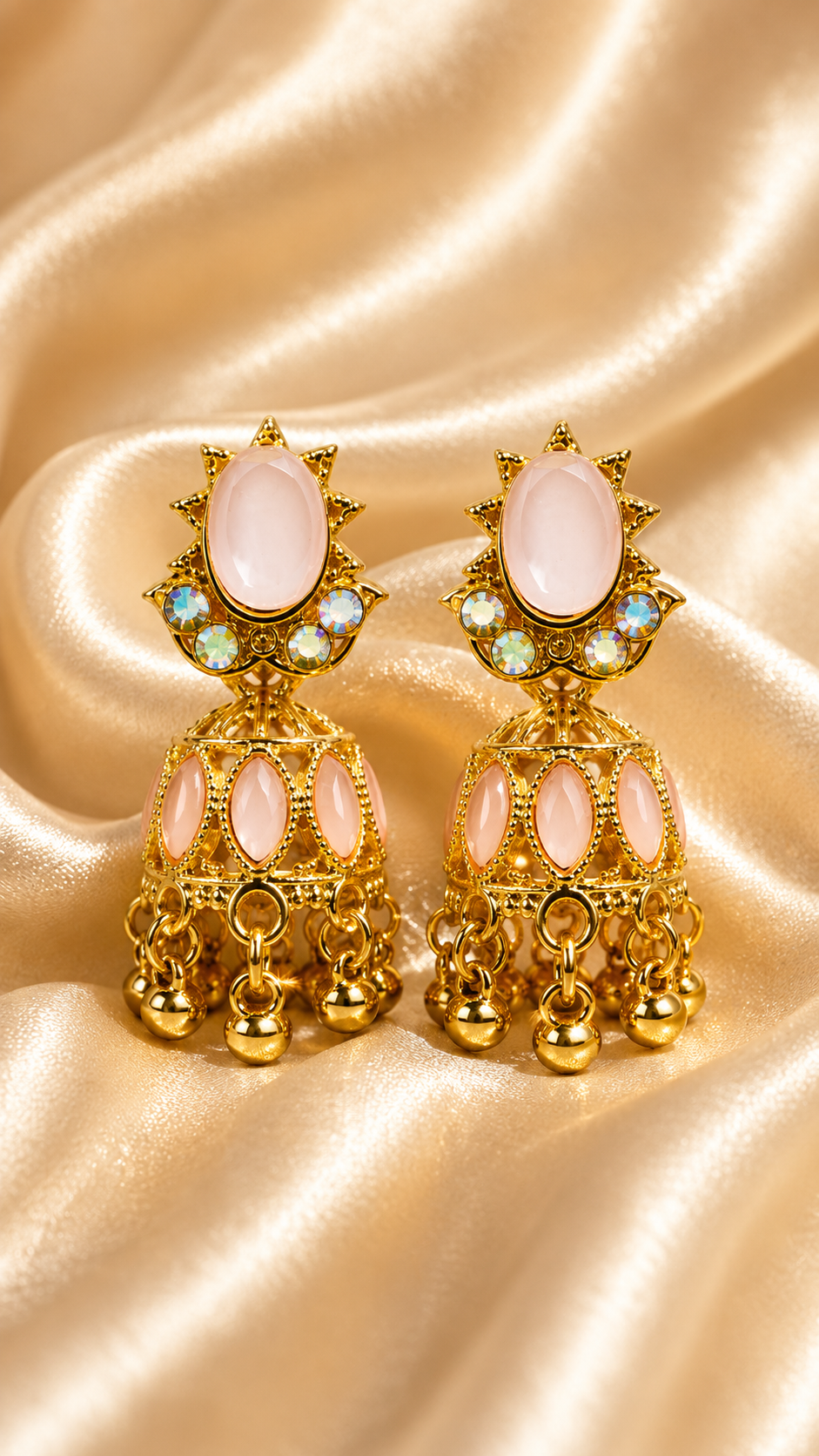 Blush Radiance Jhumka Earrings