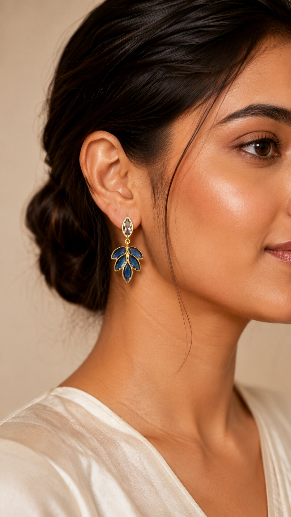 Sapphire Bloom Crystal Drop Earrings
