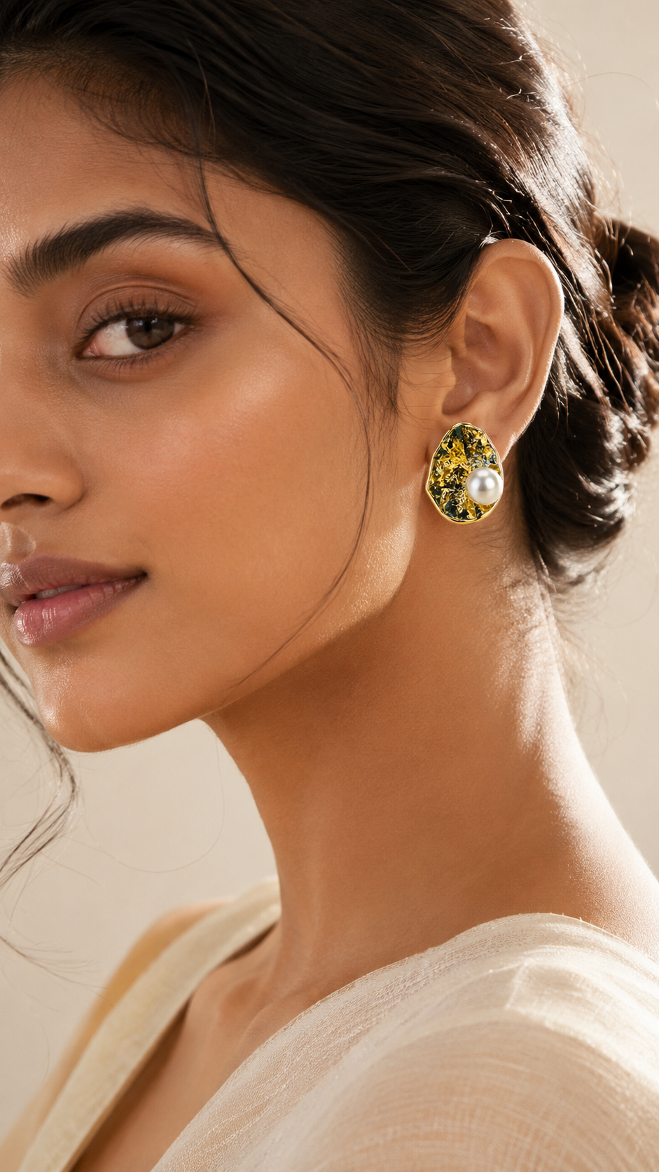 Molten Pearl Statement Stud Earrings