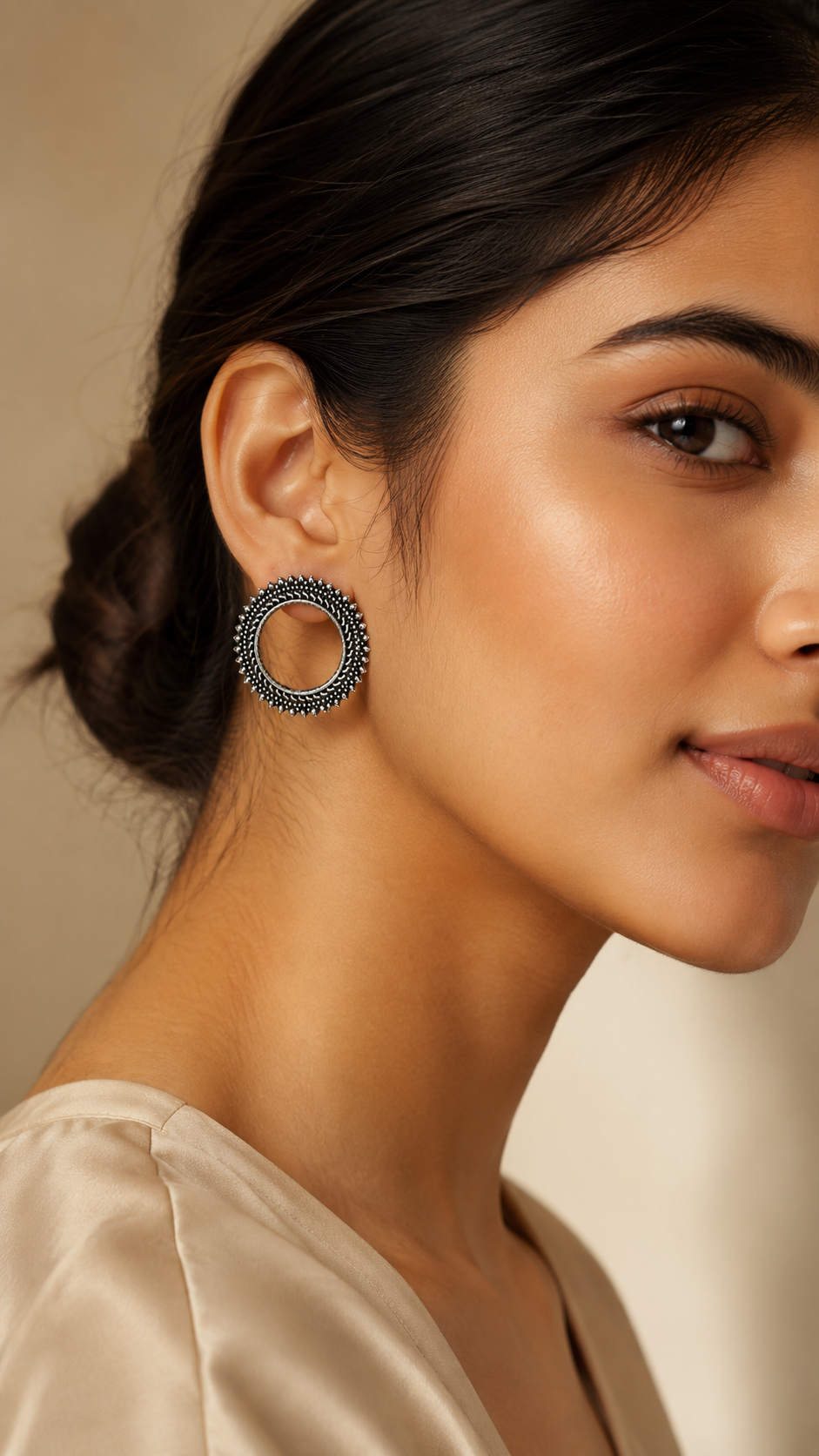 Vintage Halo Circle Stud Earrings