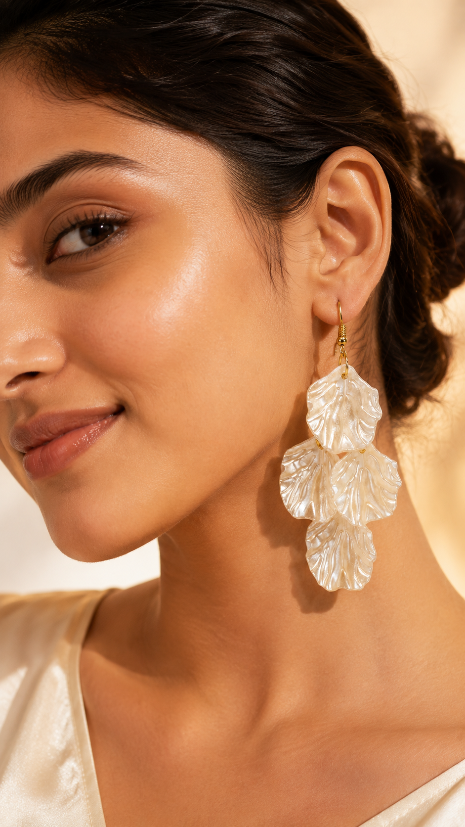 Ivory Petal Cascade Drop Earrings