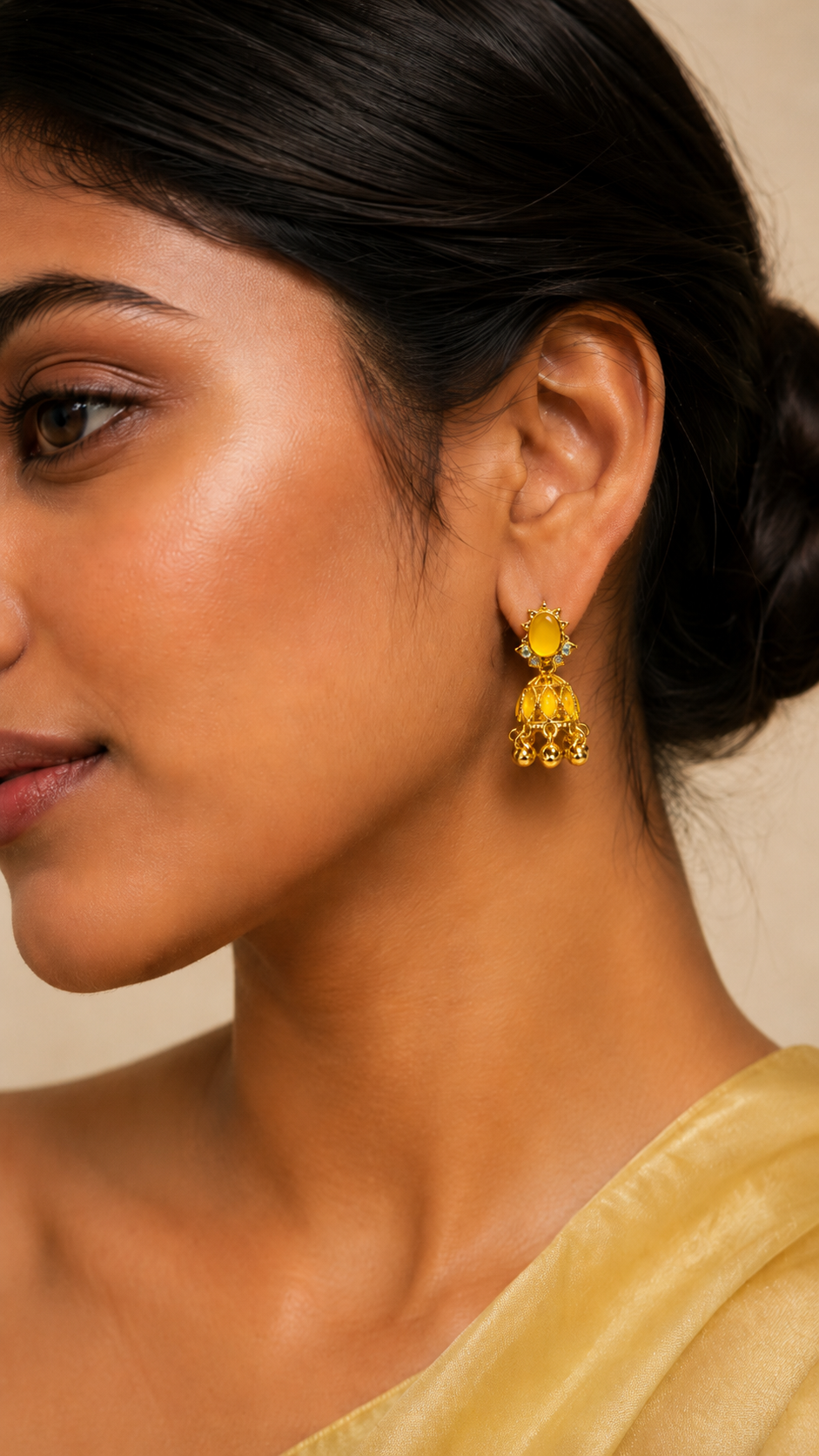 Sunlit Opal Jhumka Earrings